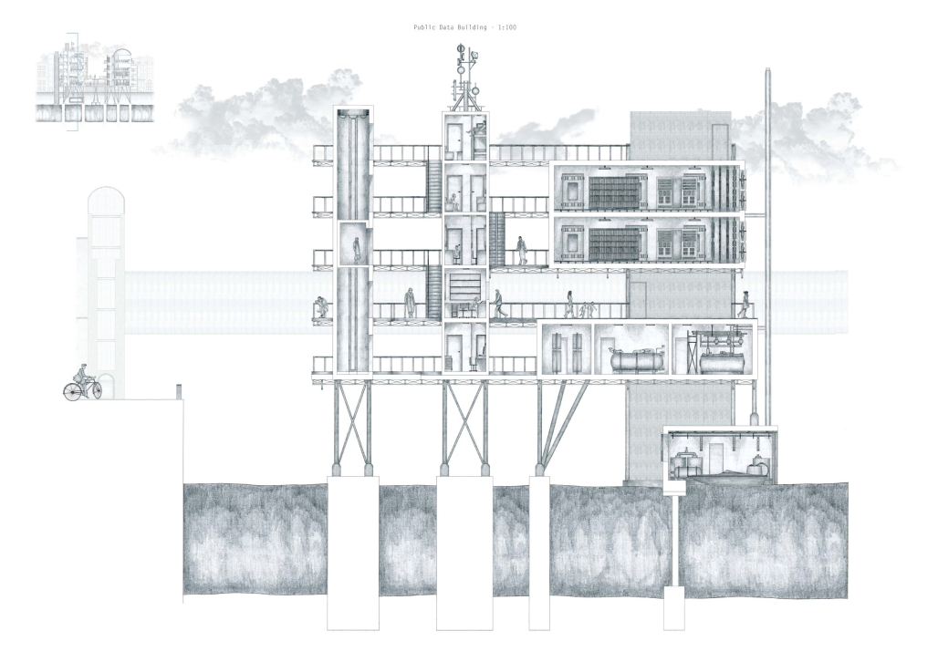 hand-drawn short section of the public data building